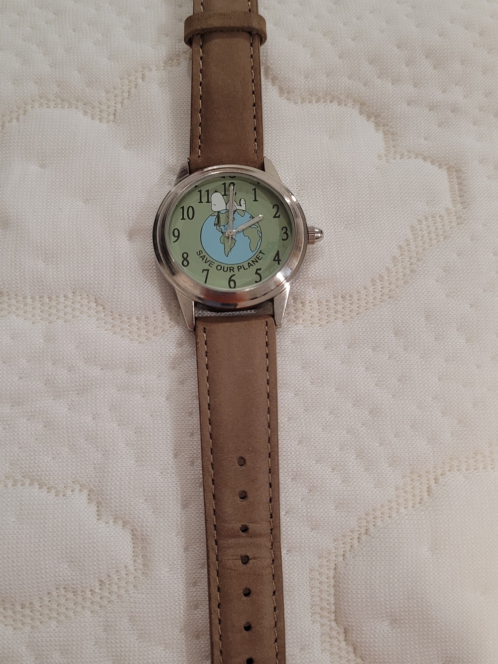 Peanuts Limited Edition Brown Strap Wristwatch - Save Our Planet Dial